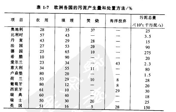 各个国家污泥处理的工艺